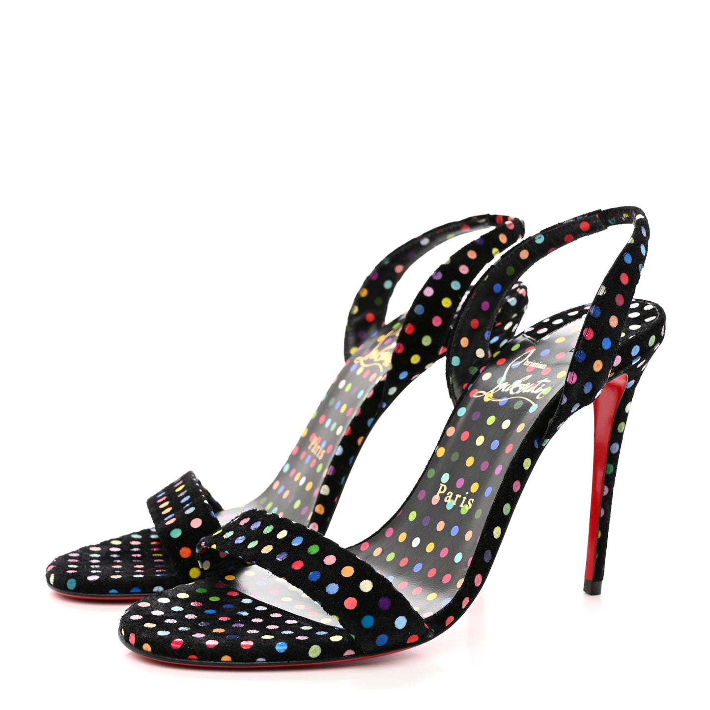 Suede O Marylin Sandals Heels 37.5 Black Multicolor