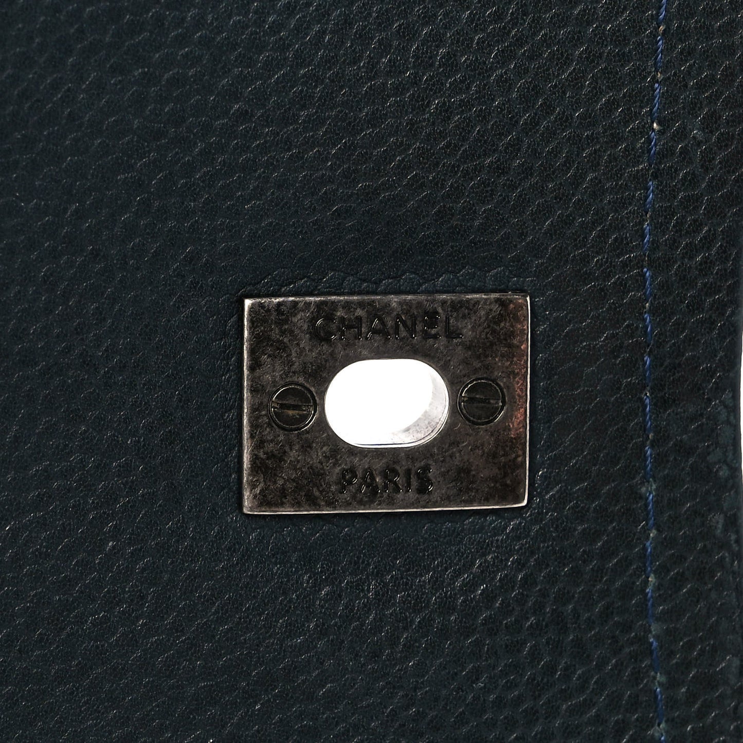 Caviar Quilted Flap With Chain Blue