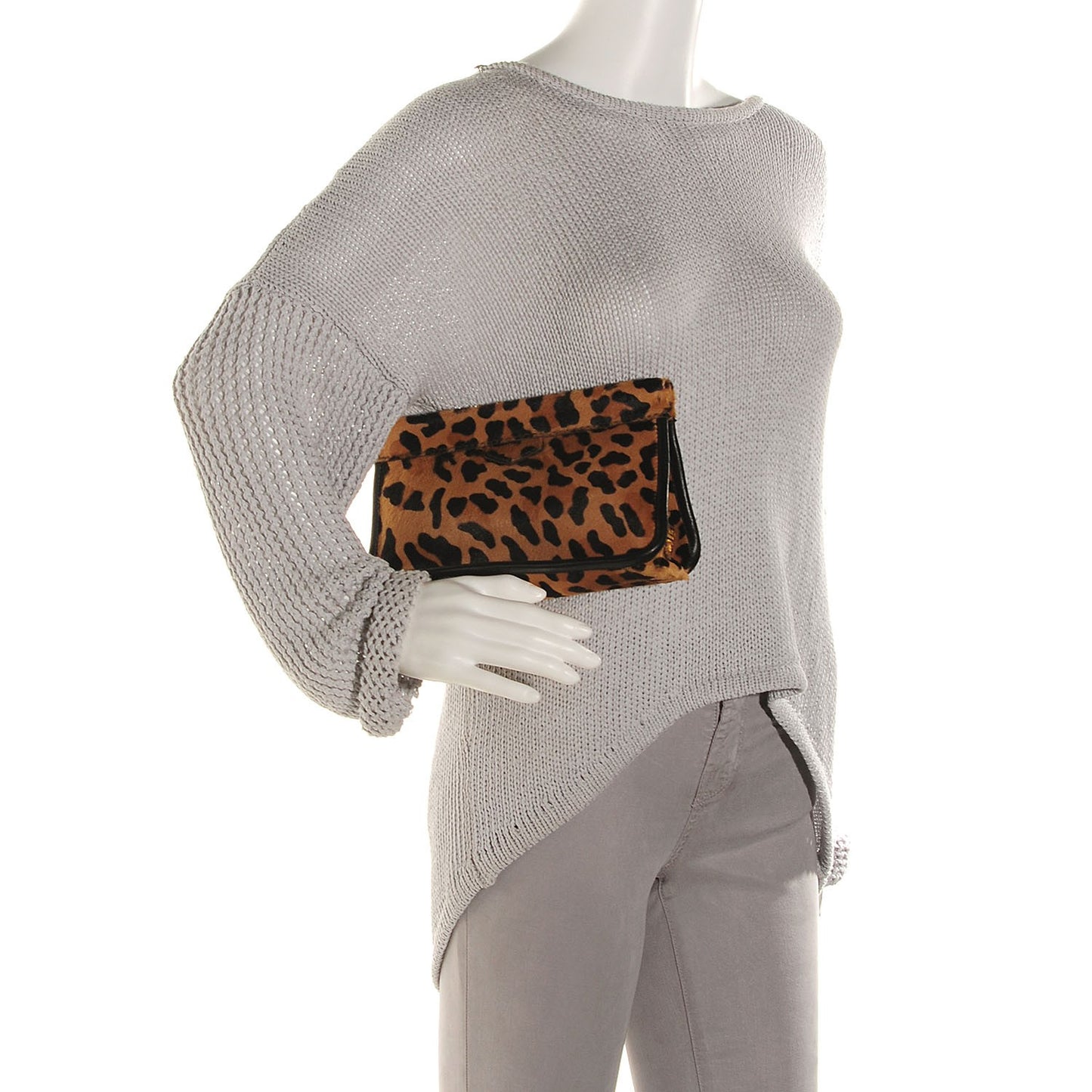 Calf Hair Leopard Print Clutch Miele