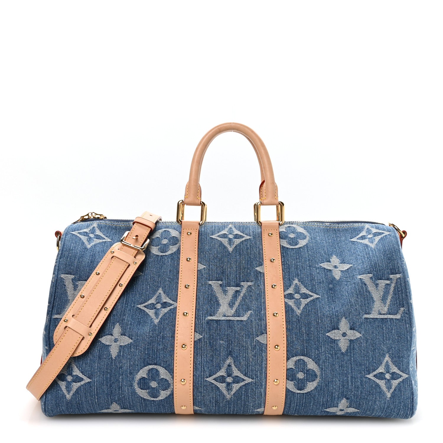 Louis Vuitton Denim Monogram New LV Remix Keepall Bandouliere 45 Blue 1 of 8