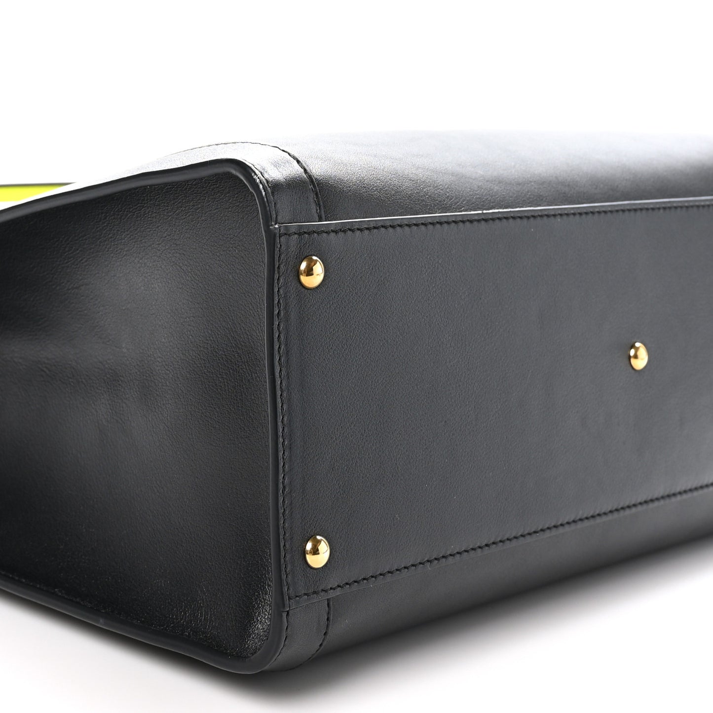 Calfskin Medium Diana Tote Bag Black Yellow Fluo