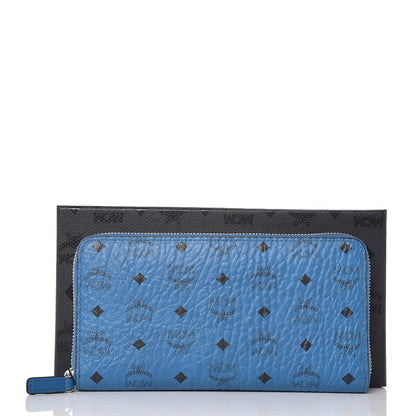 MCM Visetos Large Zip Around Wallet Munich Blue 9 of 9