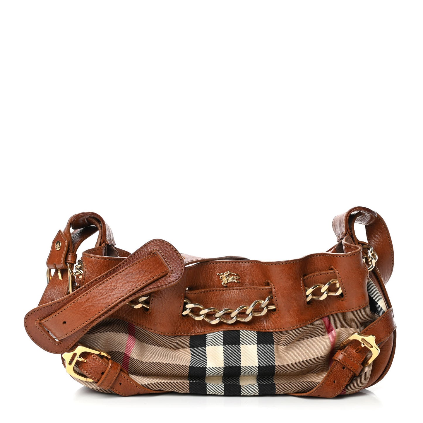 Grainy Calfskin House Check Margaret Bag Tan