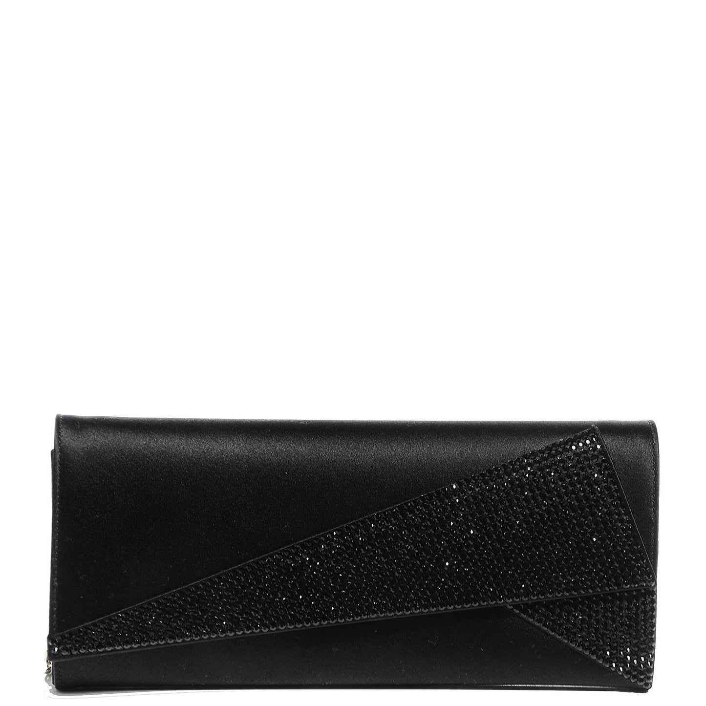 Crystal Satin Soft Clutch Black