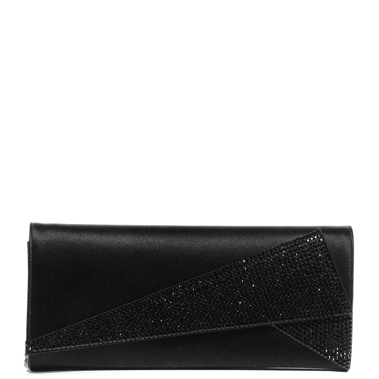 Judith Leiber Crystal Satin Soft Clutch Black 1 of 6