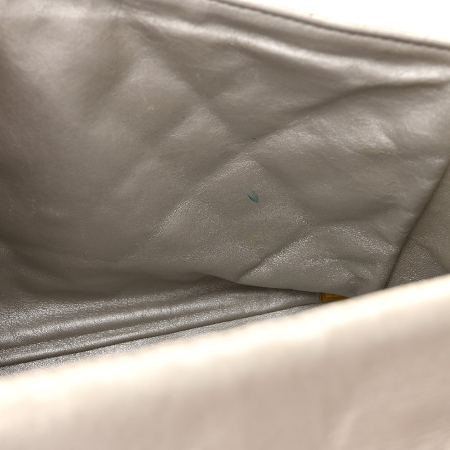 Metallic Lambskin Quilted Maxi Single Flap Silver