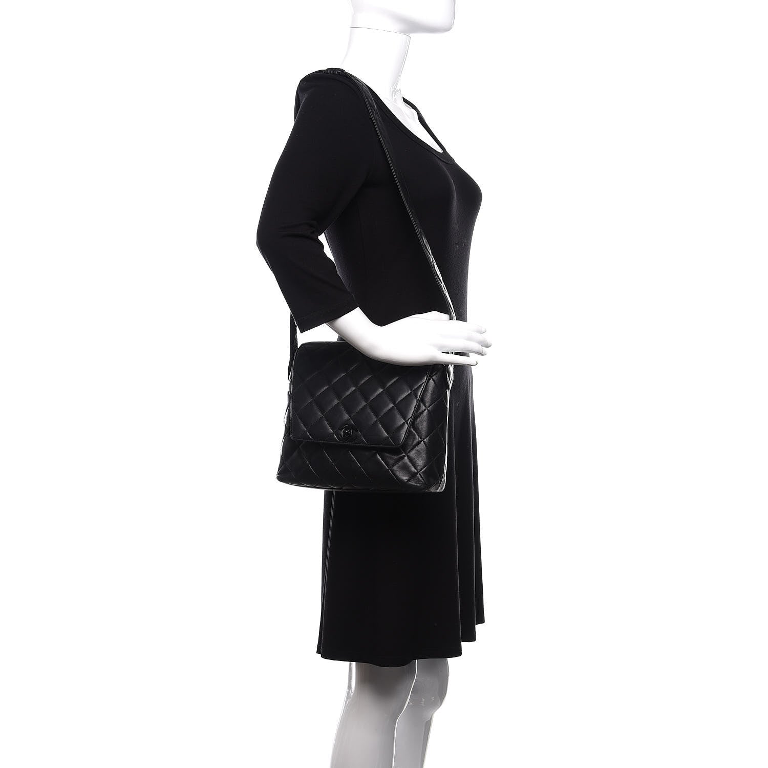 Chanel Lambskin Quilted Shoulder Flap Bag So Black 2 of 9