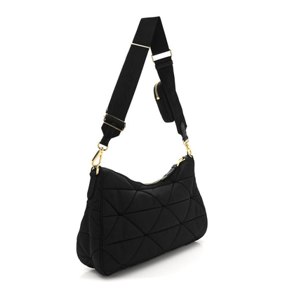 Prada Re-Nylon Triangle Quilted Padded Patchwork System Large Shoulder Bag Black 3 of 9