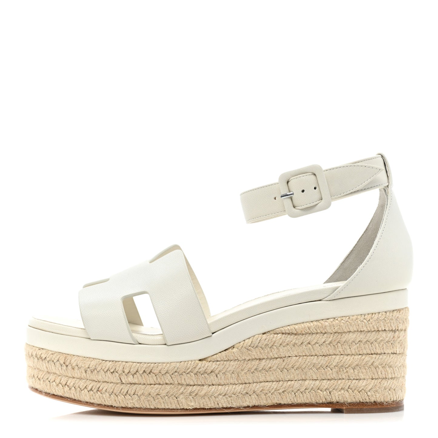 Goatskin Elda Espadrille Wedge Sandals 39 White