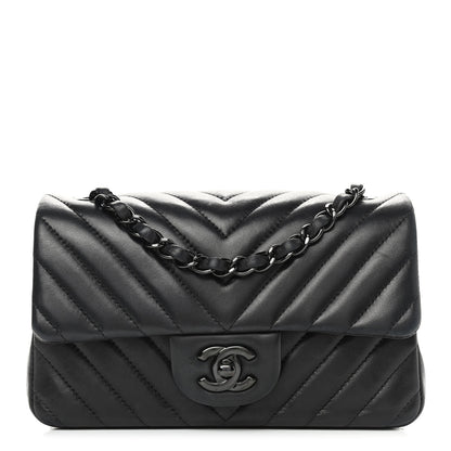 Chanel Lambskin Chevron Quilted Mini Rectangular Flap So Black 1 of 10
