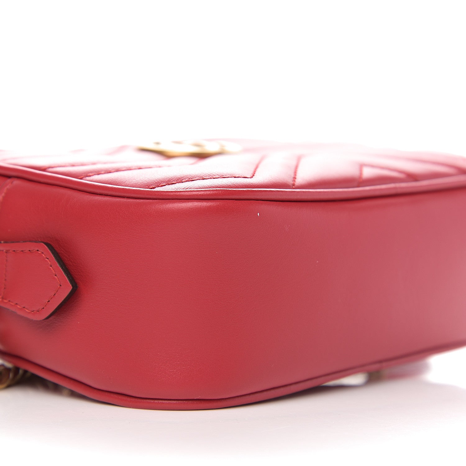 Gucci Calfskin Matelasse Mini GG Marmont Chain Shoulder Bag Hibiscus Red 7 of 9