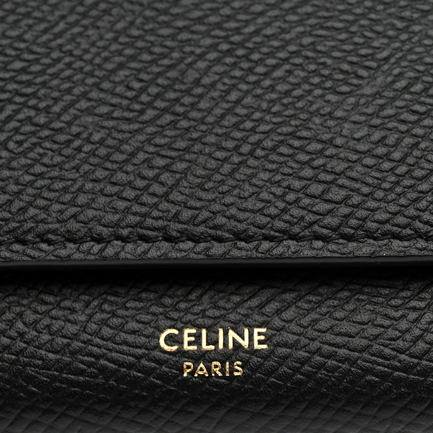 Grained Calfskin Large Flap Wallet Black