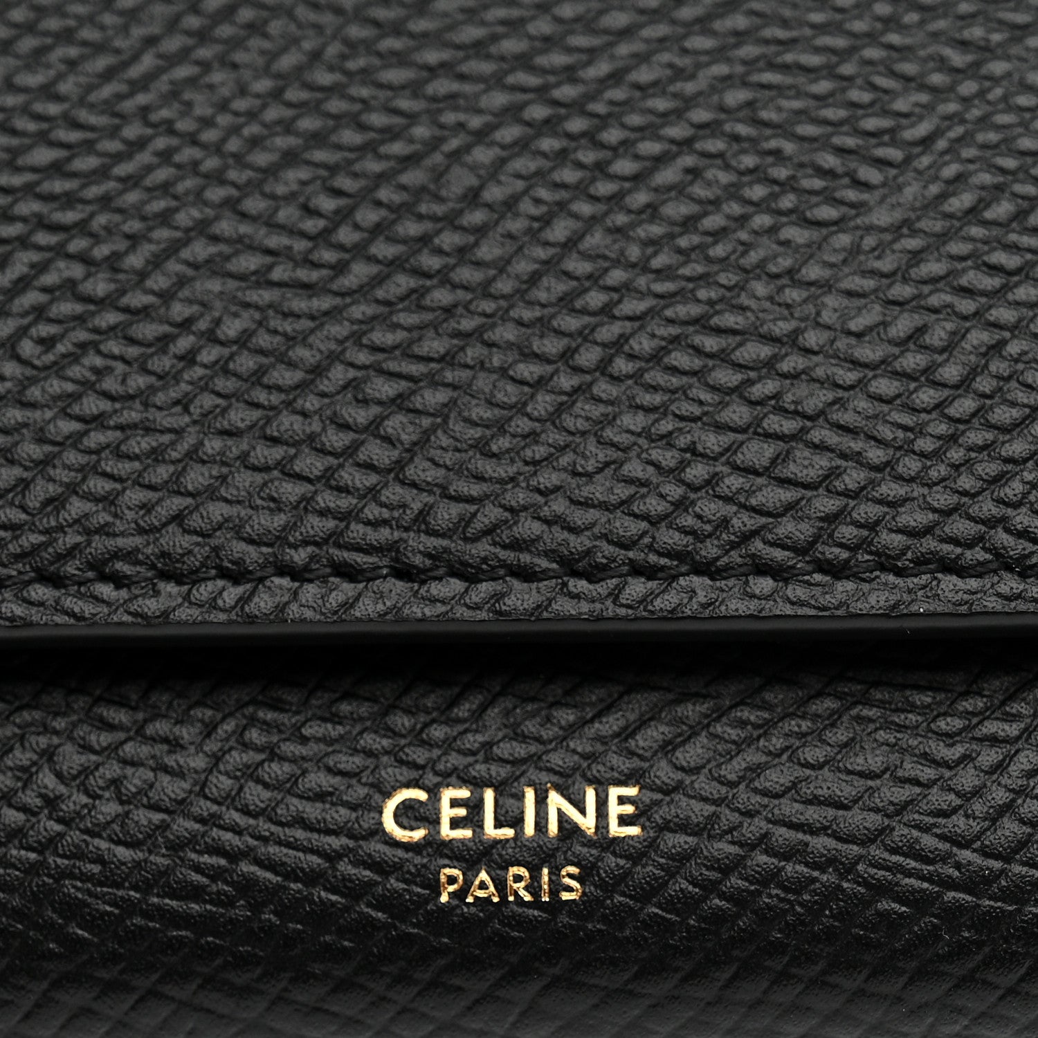 Celine Grained Calfskin Large Flap Wallet Black 6 of 7