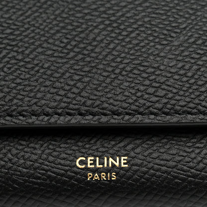Celine Grained Calfskin Large Flap Wallet Black 6 of 7