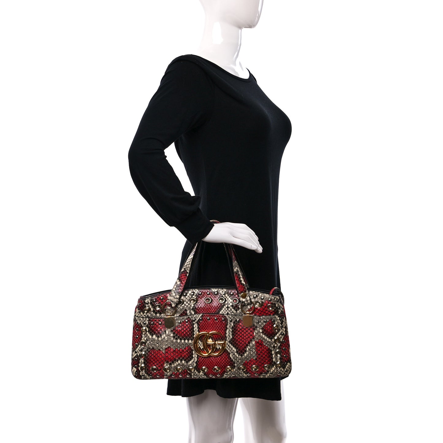 Snakeskin Large Arli Top Handle Bag Pink Beige