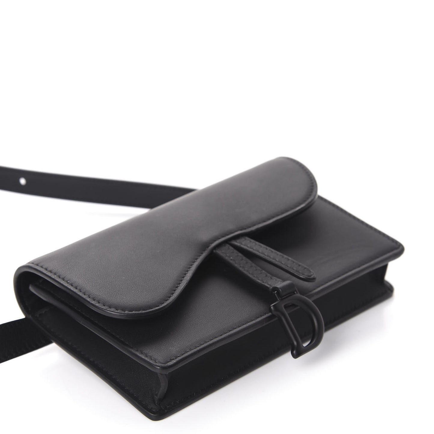 Ultra Matte Calfskin Saddle Belt Bag Black