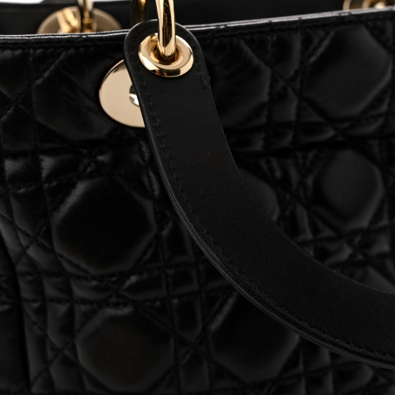 Christian Dior Lambskin Cannage Medium Lady Dior Black 12 of 13
