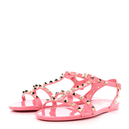 Valentino Garavani PVC Jelly Rockstud Caged Sandals 39 Sweet Pink 3 of 9