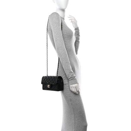 Chanel Lambskin Patent Calfskin Quilted Flap Phone Holder With Chain Black 2 of 10