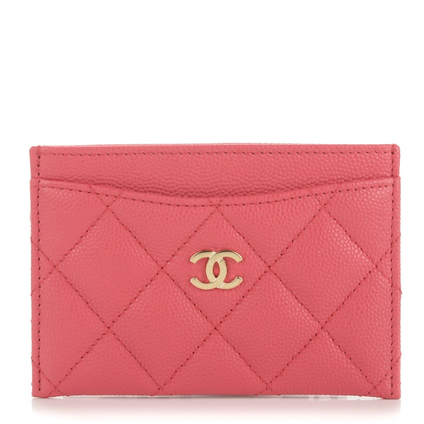 Caviar Quilted Card Holder Dark Pink
