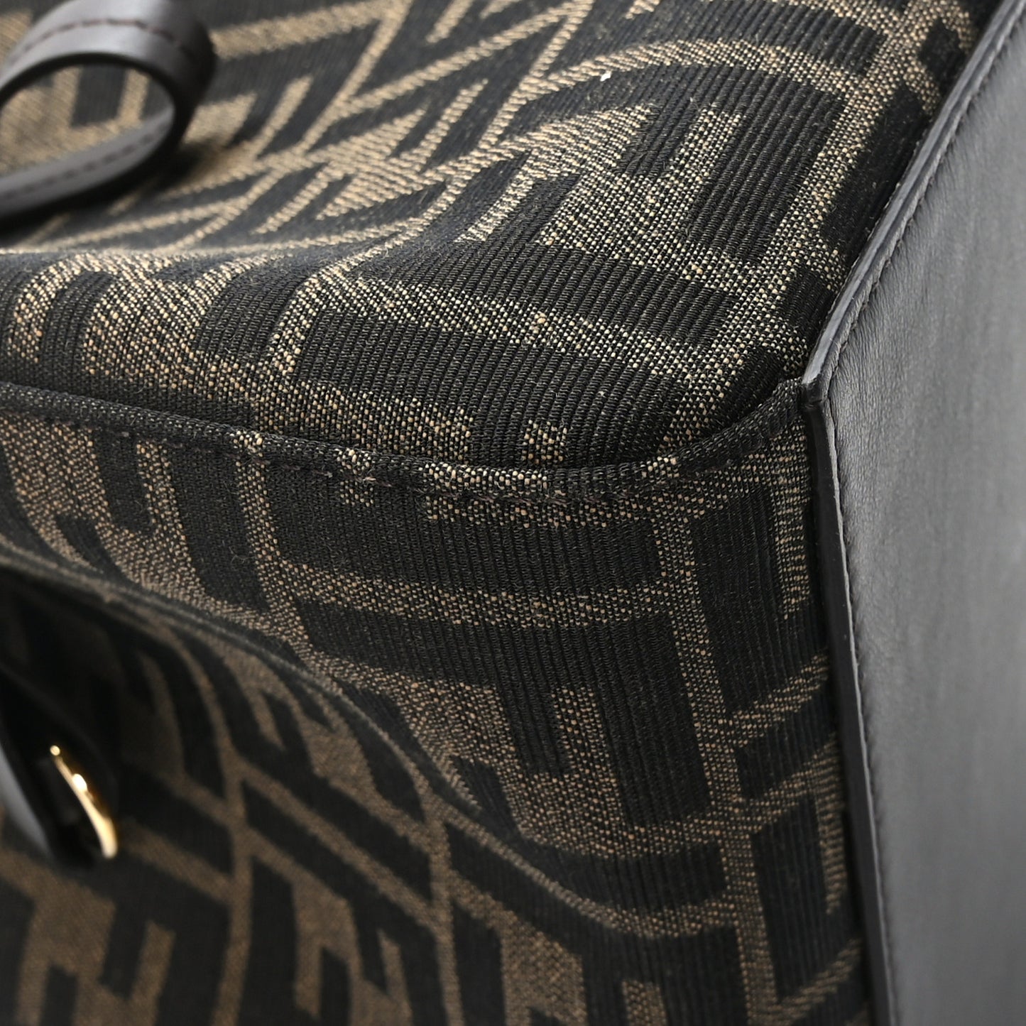 Fabric Jacquard Vitello Grace FF 1974 Mini Fendi Origami Tobacco Moro Ebano