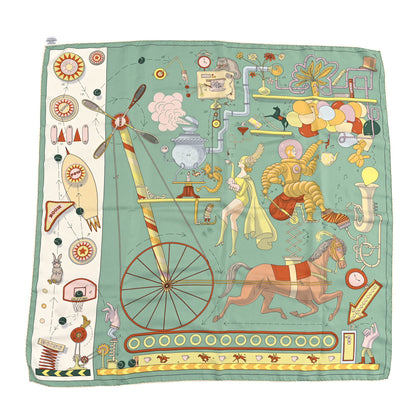 Hermes Silk Tea For Two Scarf 90 Vert Jade White 1 of 4