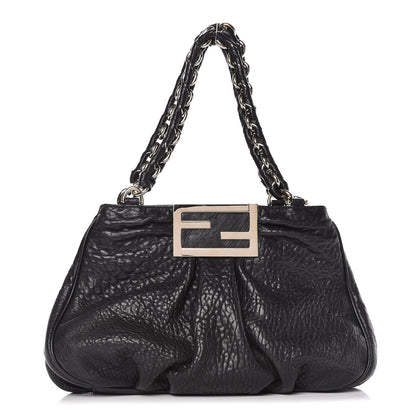 Fendi Crinkled Lambskin Small Mia Tote Black 1 of 12