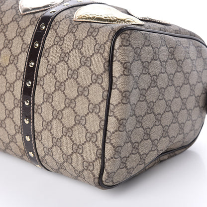 Gucci Monogram Guccissima Hearts Studded Medium Joy Boston Dark Brown 9 of 10