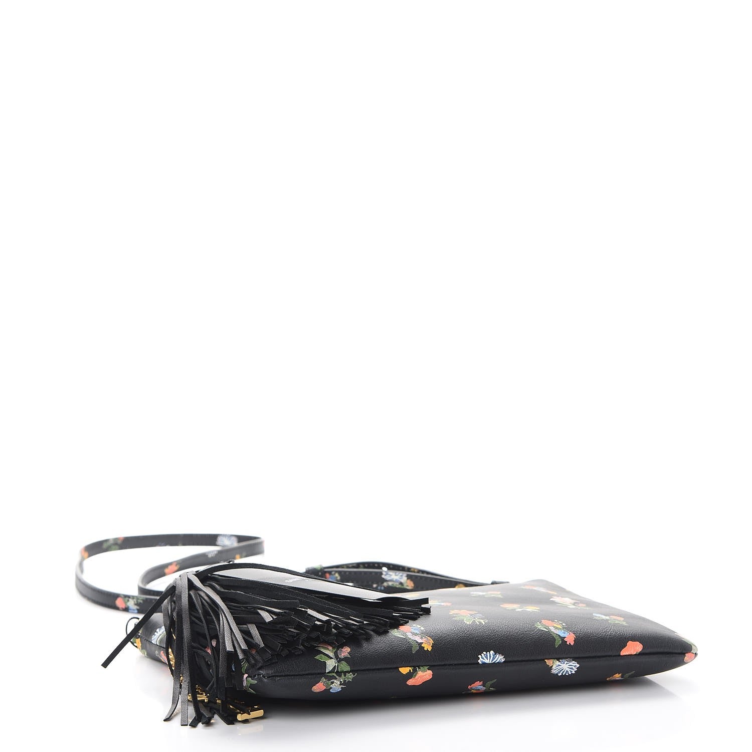 Saint Laurent Calfskin Flower Printed Small Monogram Crossbody Bag Black Multicolor 4 of 7