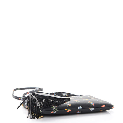 Saint Laurent Calfskin Flower Printed Small Monogram Crossbody Bag Black Multicolor 4 of 7