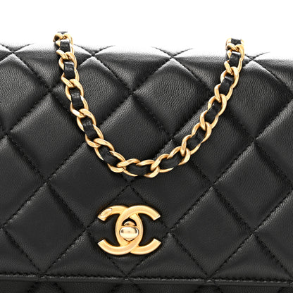 Chanel Lambskin Quilted CC Pearl Crush Wallet on Chain WOC Black 9 of 12