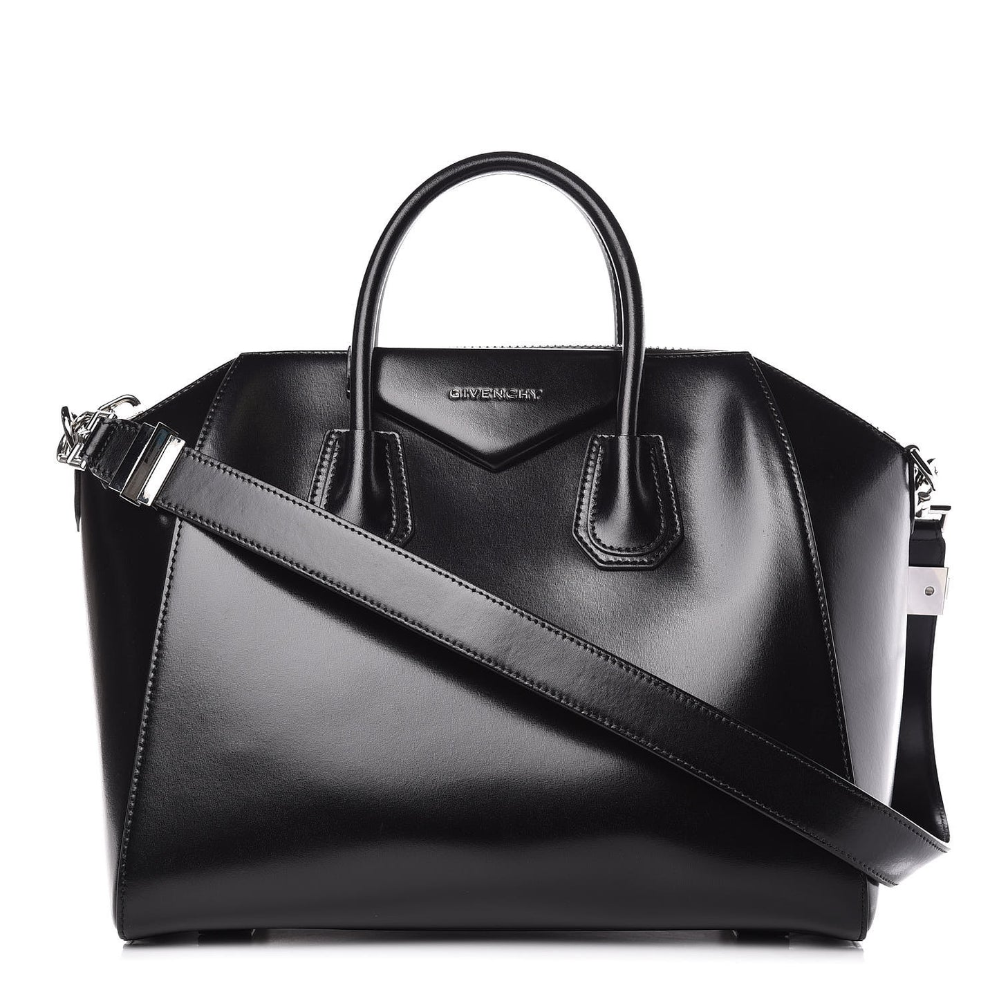 Shiny Lord Calfskin Medium Antigona Black