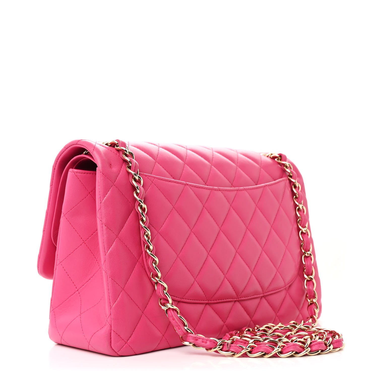 Chanel Lambskin Quilted Jumbo Double Flap Dark Pink 3 of 13