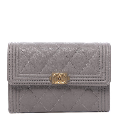 Chanel Caviar Quilted Medium Boy Flap Wallet Grey 1 of 9
