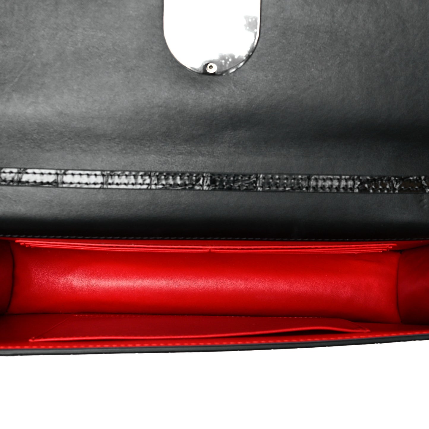 Calfskin Alligator Embossed Elisa Baguette Black