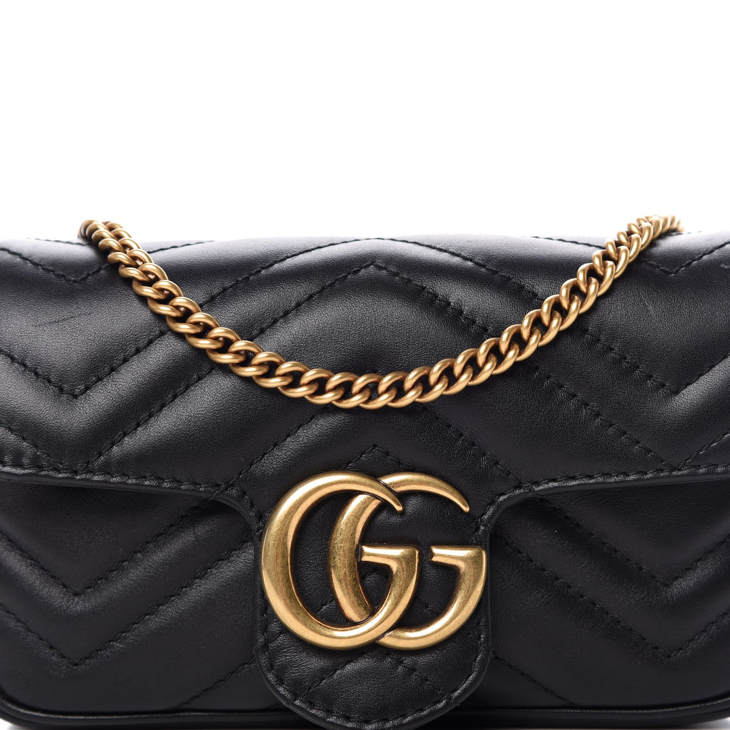 Gucci Calfskin Matelasse Super Mini GG Marmont Shoulder Bag Black 10 of 11