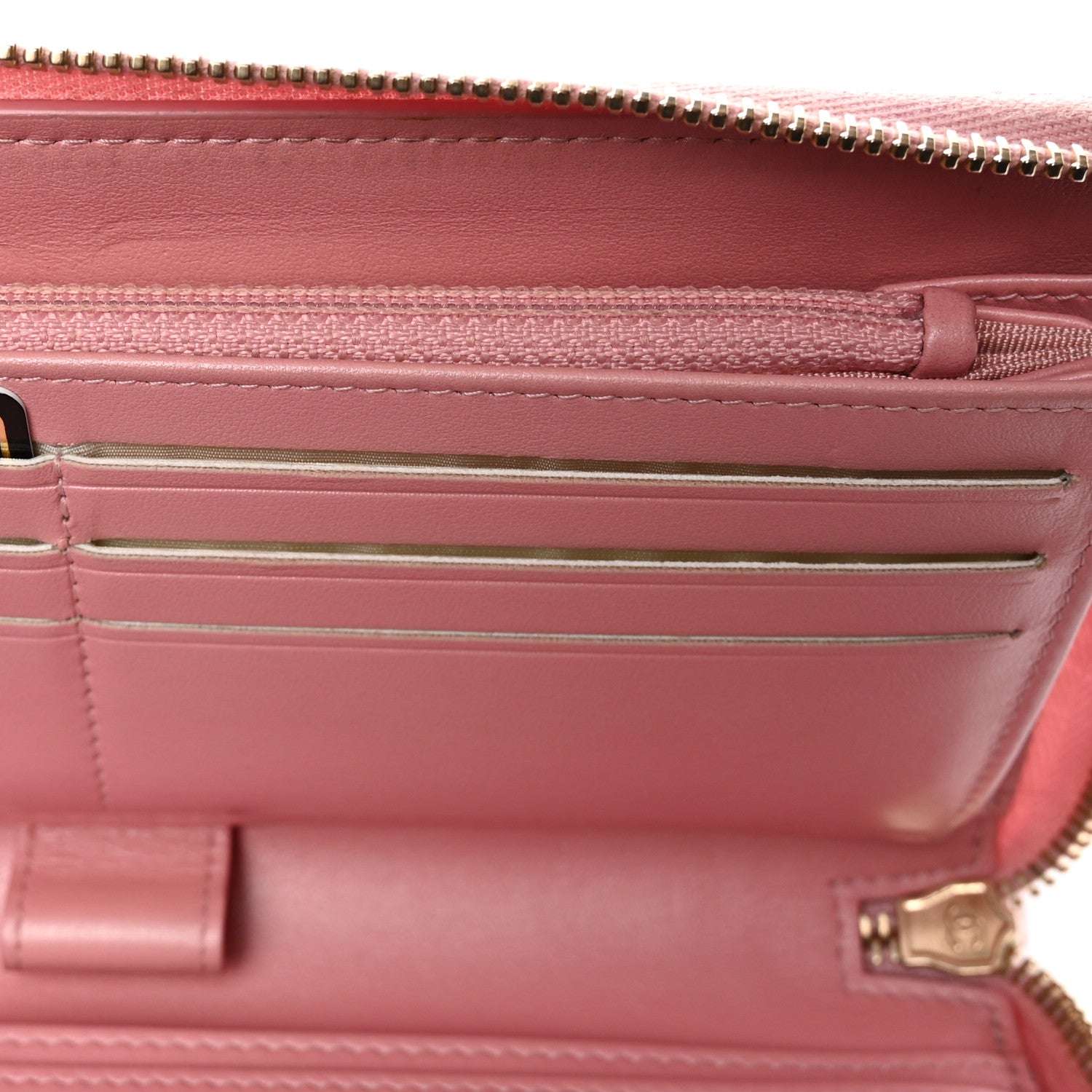 Chanel Iridescent Caviar Quilted Large Zip Around Organizer Wallet Pink 14 of 19
