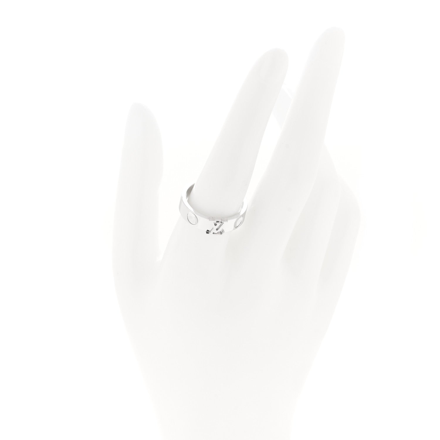 Louis Vuitton 18K White Gold Empreinte LV Ring 58 8.5 2 of 4