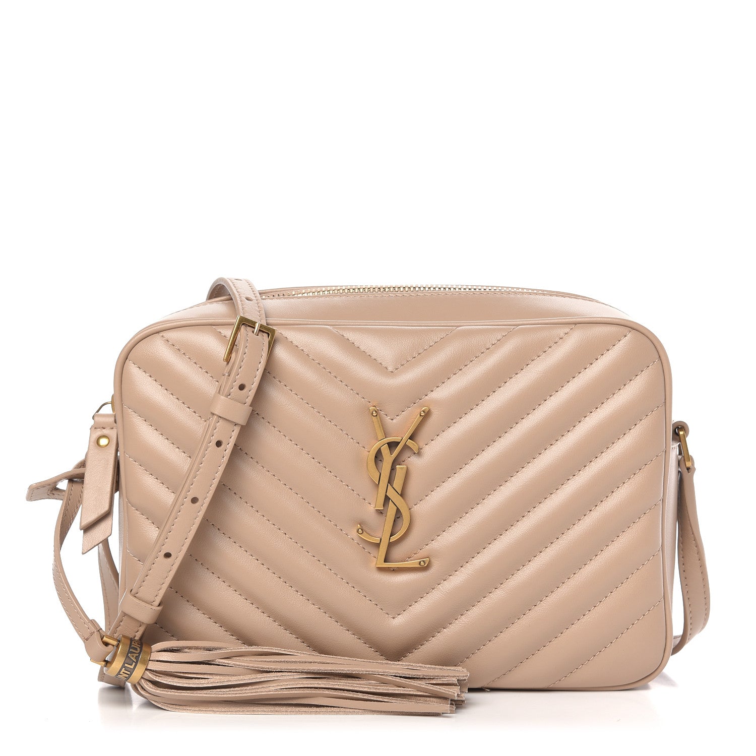 Saint Laurent Calfskin Matelasse Monogram Lou Camera Bag Dark Beige 1 of 9