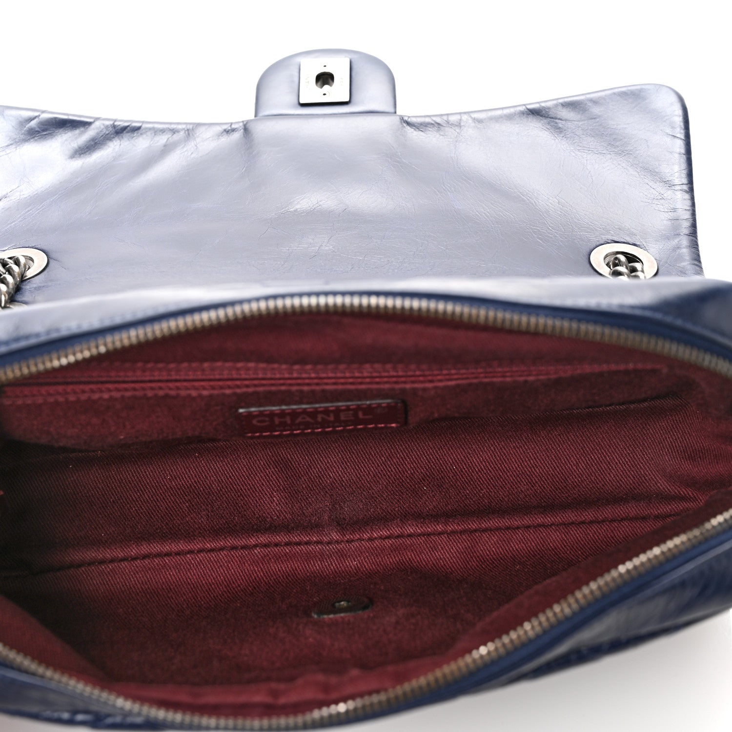 Chanel Glazed Calfskin Quilted Medium Duo Color Flap Blue 5 of 10