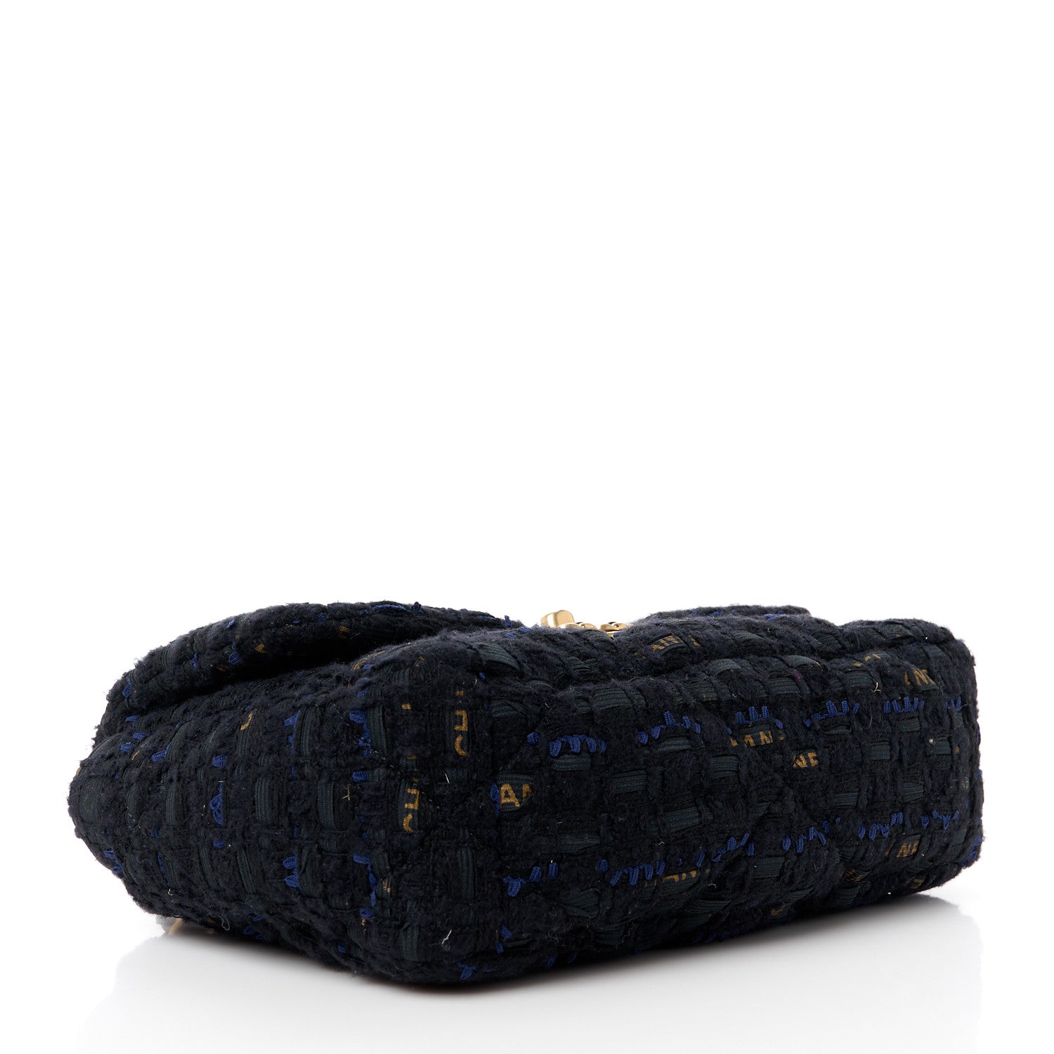 Chanel Tweed Quilted Medium Chanel 19 Flap Black Navy Gold 4 of 11