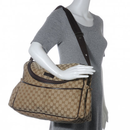 Gucci Monogram Natural Pigskin Large Diaper Bag Beige Ebony Cocoa Dark Chocolate 2 of 8