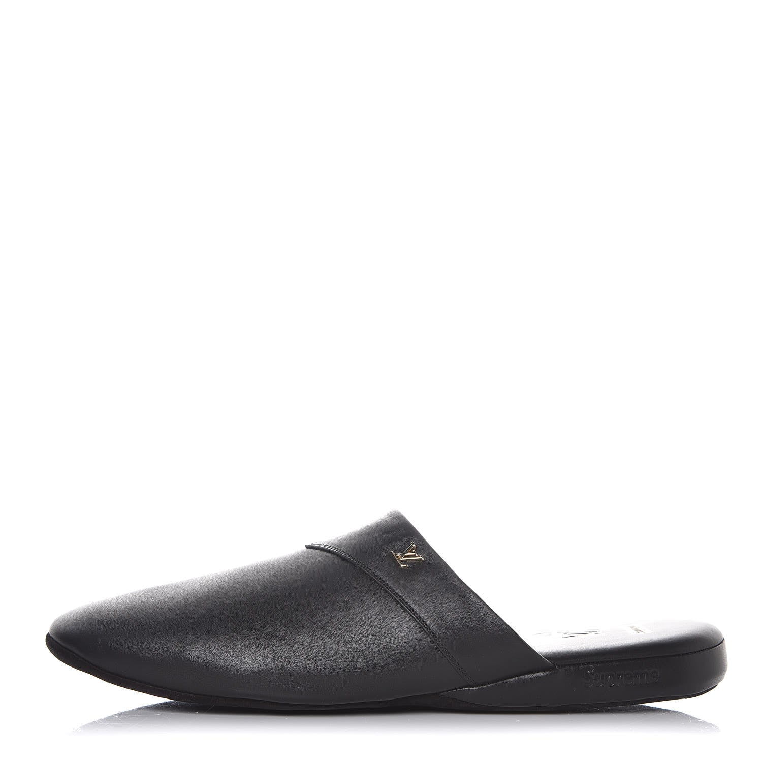 Louis Vuitton X SUPREME Lambskin Mens Hugh Slippers 7 Black 1 of 8