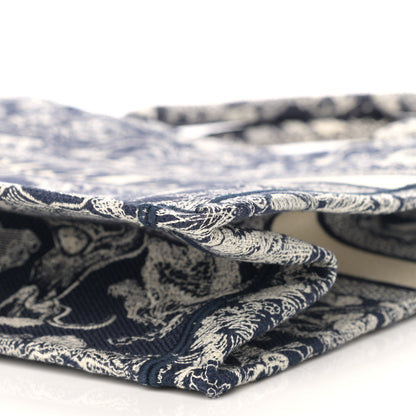Christian Dior Canvas Embroidered Large Dioriviera Toile De Jouy Reverse Book Tote Blue 10 of 11