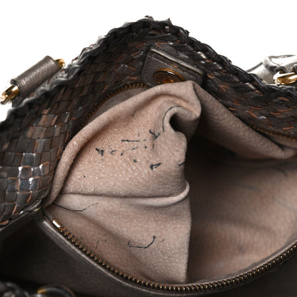 Prada Goatskin Woven Medium Tote Moro 17 of 17