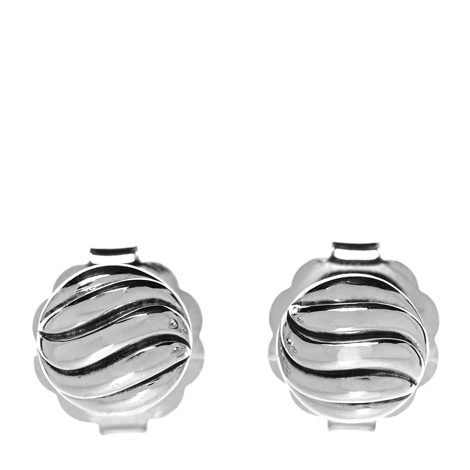 David Yurman Sterling Silver 8mm Sculpted Cable Stud Earrings 1 of 4