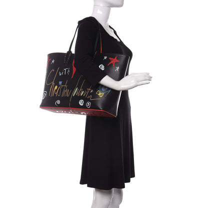 Christian Louboutin Calfskin Loubitag Spikes East West Cabata Tote Black 2 of 11