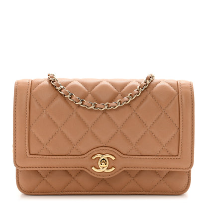 Chanel Lambskin Quilted Hold The Line Wallet On Chain WOC Dark Beige 1 of 11