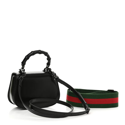 Gucci Boarded Dyana Lux Calfskin Web Monochrome Mini Bamboo 1947 Top Handle Bag Black 3 of 12