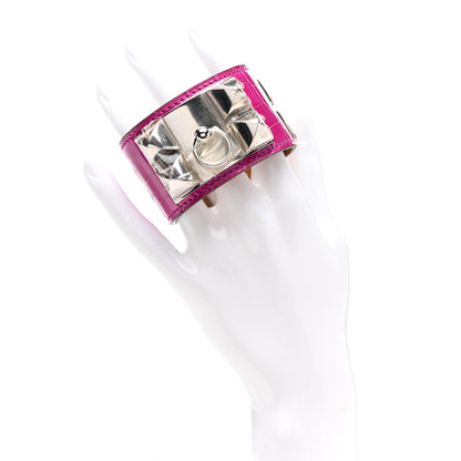 Hermes Shiny Alligator Collier de Chien CDC Bracelet T2 Rose Scheherazade 2 of 7